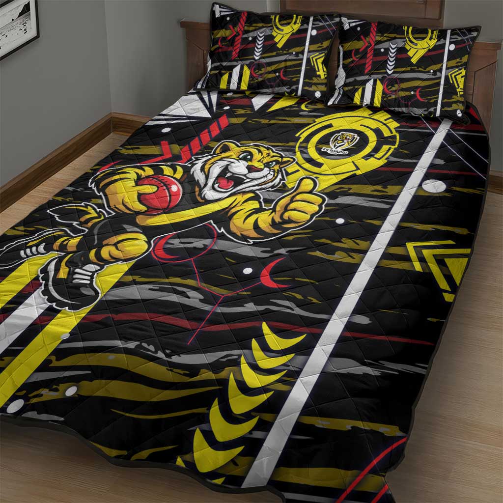 Richmond Tigers Quilt Bed Set Mascot Cartoon Football Illustration Style