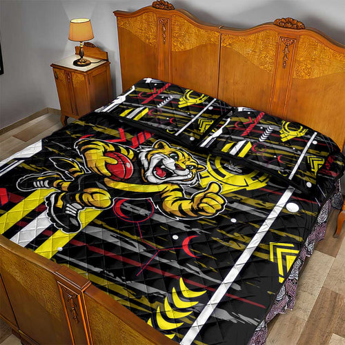 Richmond Tigers Quilt Bed Set Mascot Cartoon Football Illustration Style