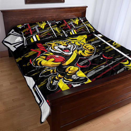 Richmond Tigers Quilt Bed Set Mascot Cartoon Football Illustration Style