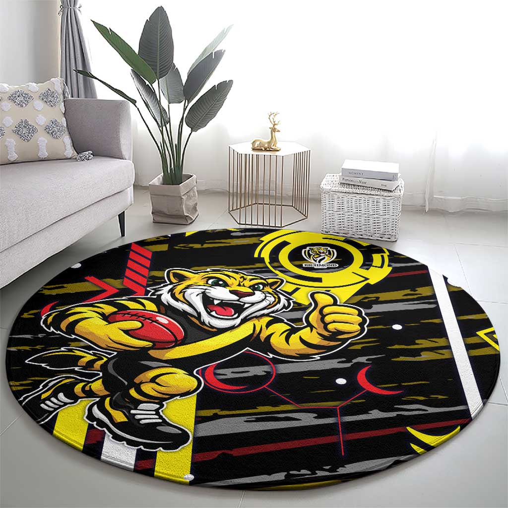 Richmond Tigers Round Carpet Mascot Cartoon Football Illustration Style