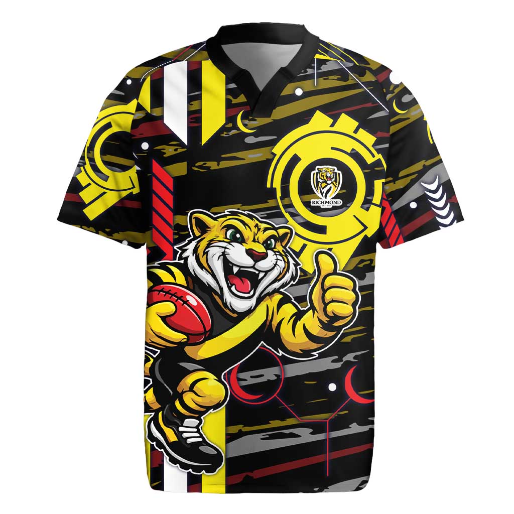 Richmond Tigers Rugby Jersey Mascot Cartoon Football Illustration Style