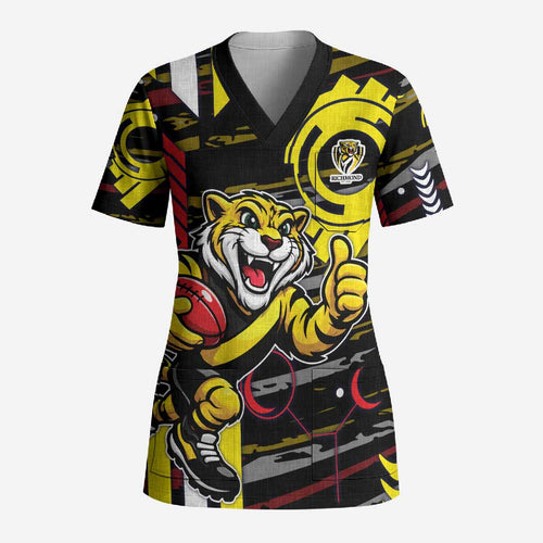 Richmond Tigers Scrub Top Mascot Cartoon Football Illustration Style