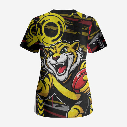 Richmond Tigers Scrub Top Mascot Cartoon Football Illustration Style
