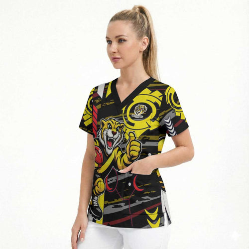 Richmond Tigers Scrub Top Mascot Cartoon Football Illustration Style
