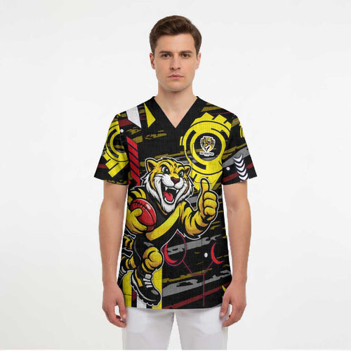Richmond Tigers Scrub Top Mascot Cartoon Football Illustration Style