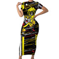 Richmond Tigers Short Sleeve Bodycon Dress Mascot Cartoon Football Illustration Style