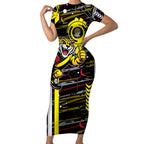 Richmond Tigers Short Sleeve Bodycon Dress Mascot Cartoon Football Illustration Style
