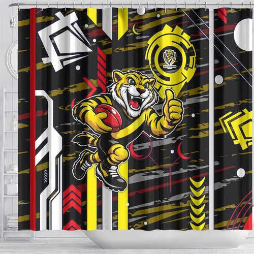 Richmond Tigers Shower Curtain Mascot Cartoon Football Illustration Style