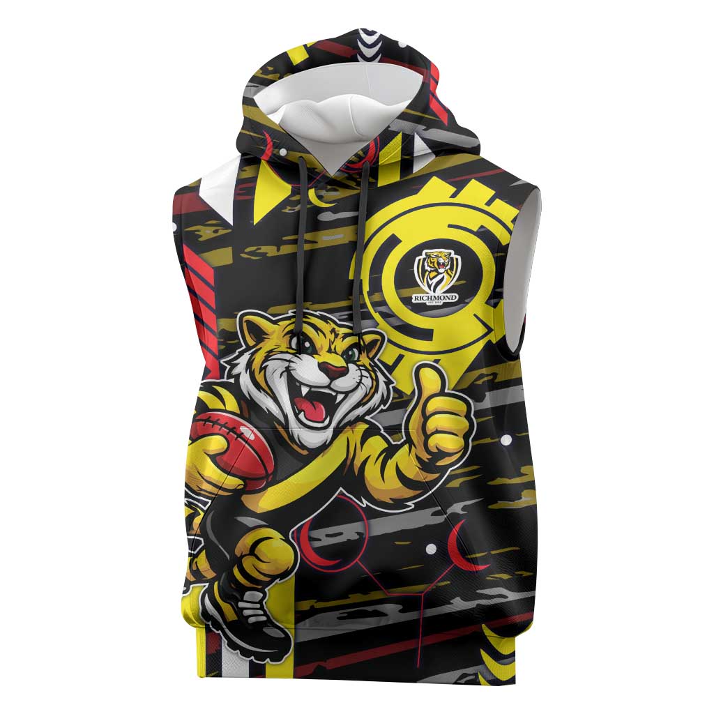 Richmond Tigers Sleeveless Hoodie Mascot Cartoon Football Illustration Style