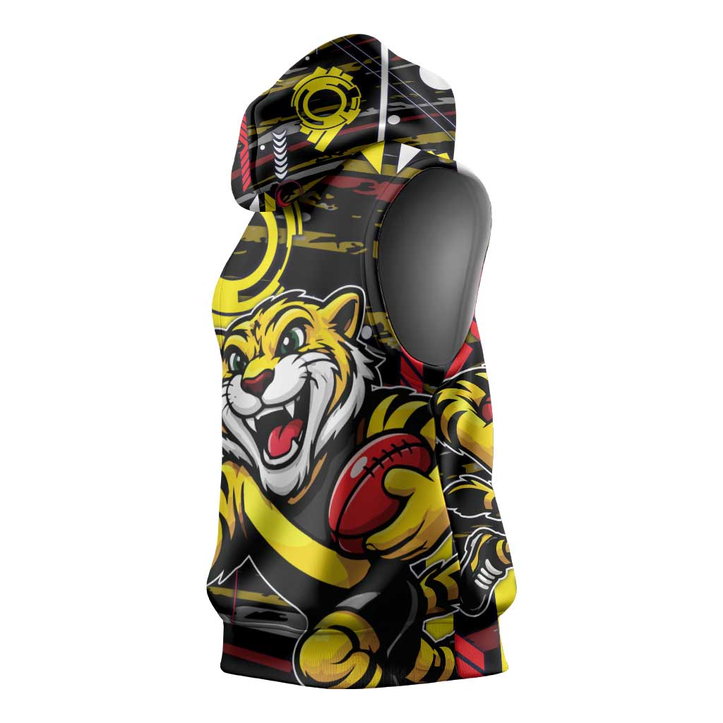 Richmond Tigers Sleeveless Hoodie Mascot Cartoon Football Illustration Style