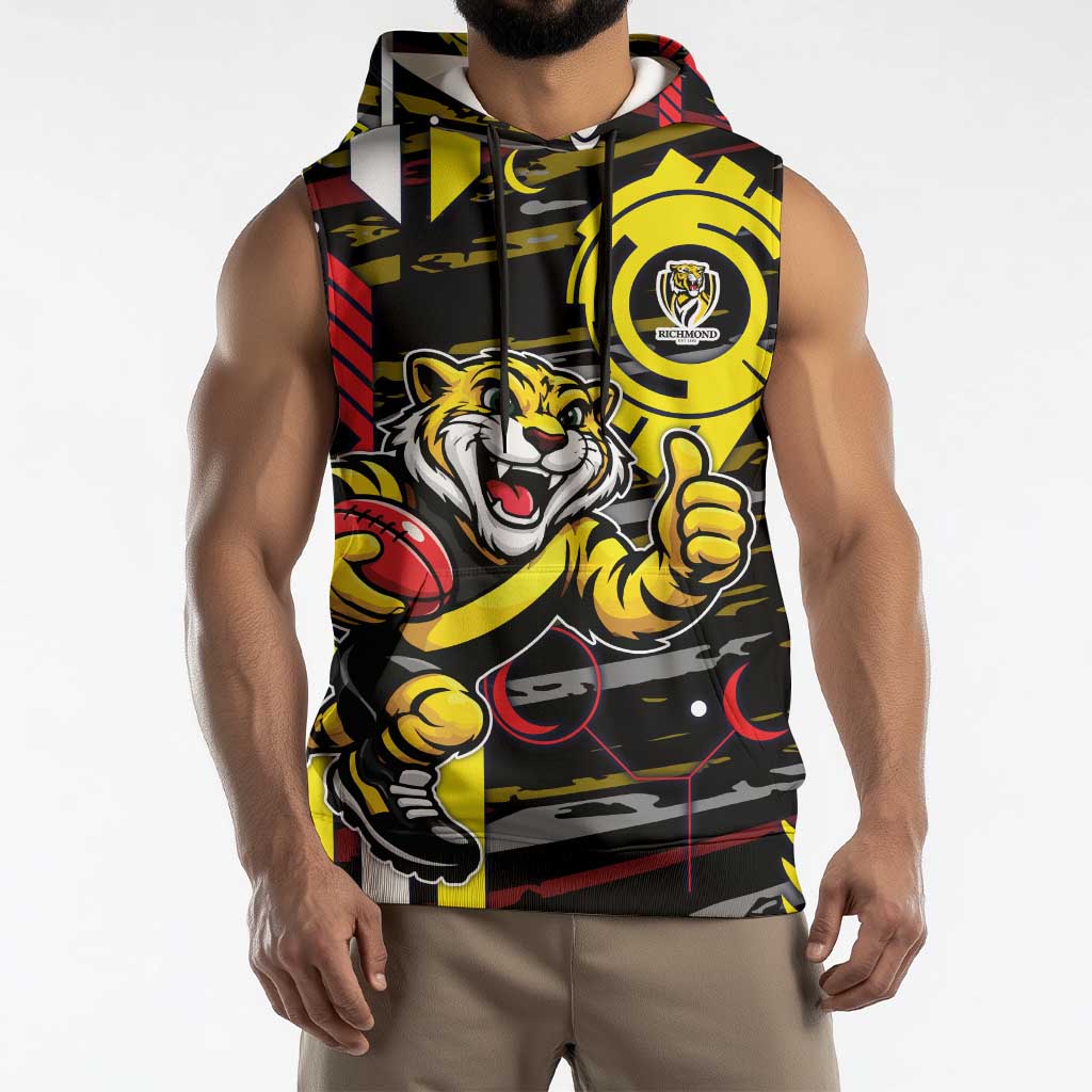 Richmond Tigers Sleeveless Hoodie Mascot Cartoon Football Illustration Style