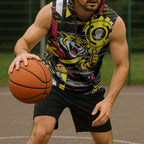 Richmond Tigers Sleeveless Hoodie Mascot Cartoon Football Illustration Style
