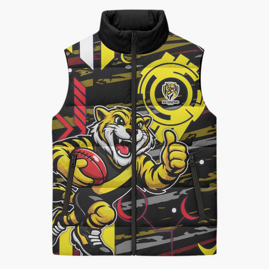 Richmond Tigers Sleeveless Puffer Jacket Mascot Cartoon Football Illustration Style