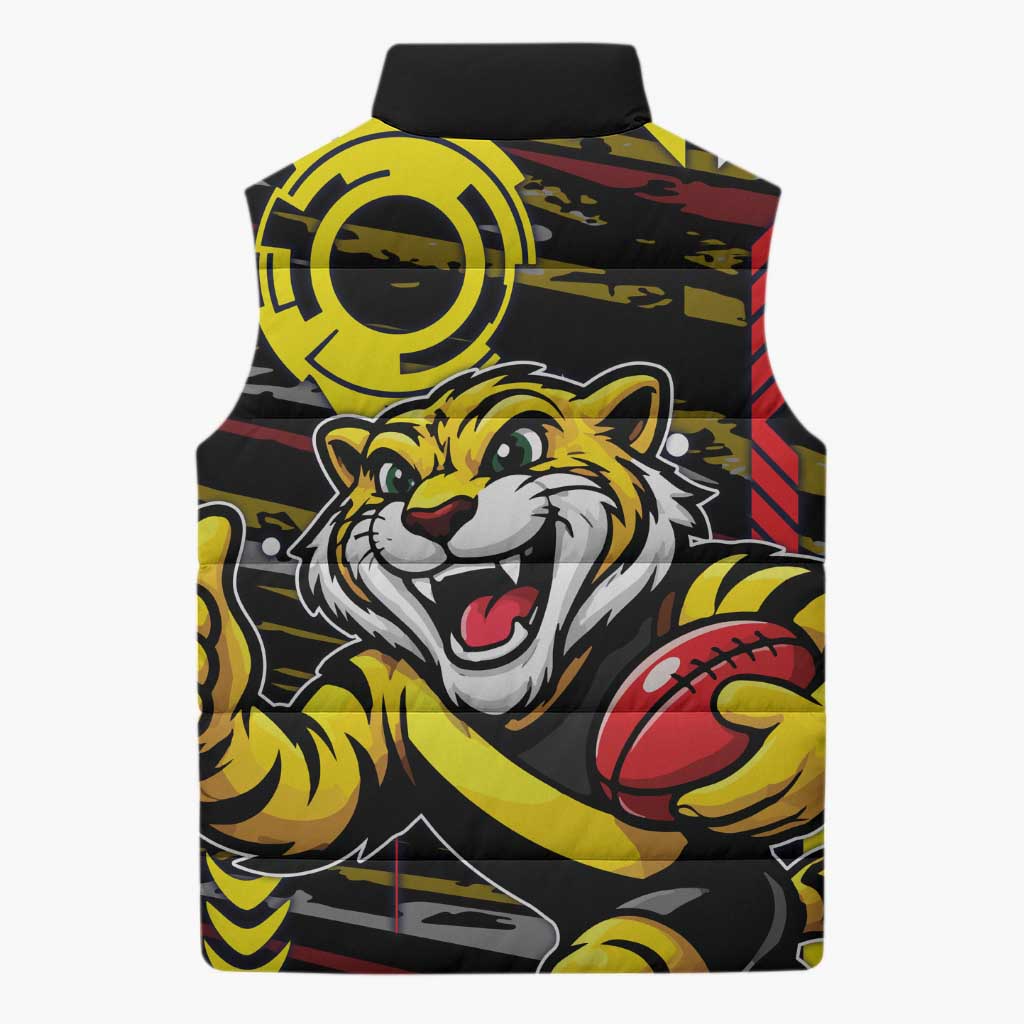 Richmond Tigers Sleeveless Puffer Jacket Mascot Cartoon Football Illustration Style