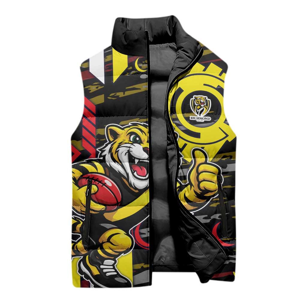 Richmond Tigers Sleeveless Puffer Jacket Mascot Cartoon Football Illustration Style