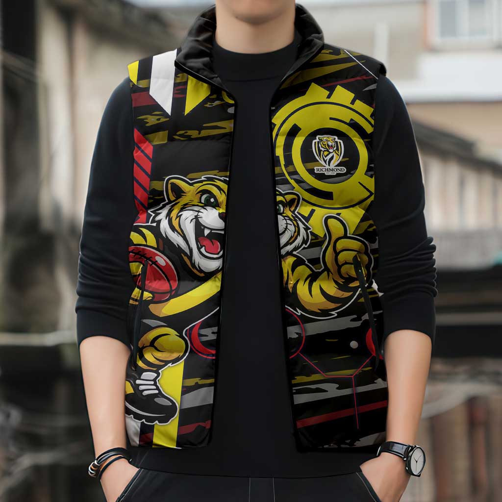 Richmond Tigers Sleeveless Puffer Jacket Mascot Cartoon Football Illustration Style