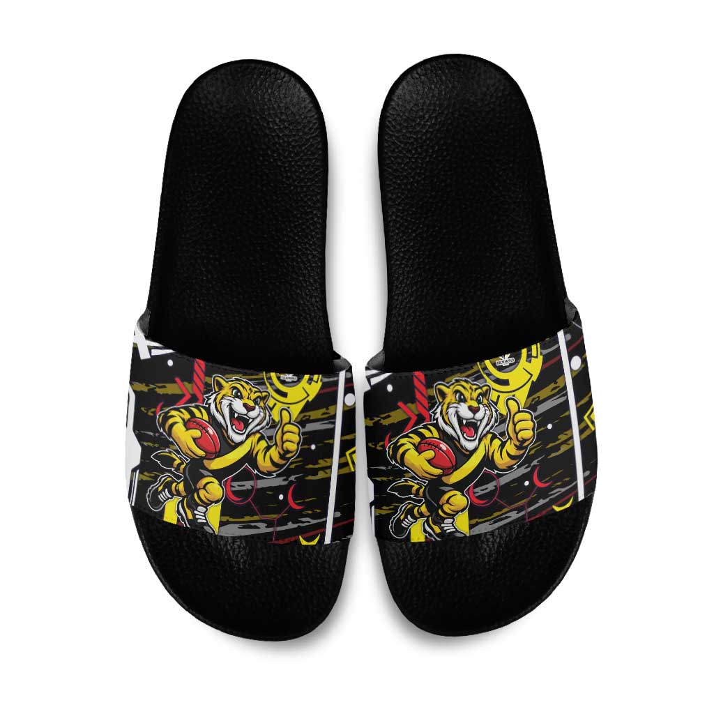 Richmond Tigers Slide Sandals Mascot Cartoon Football Illustration Style