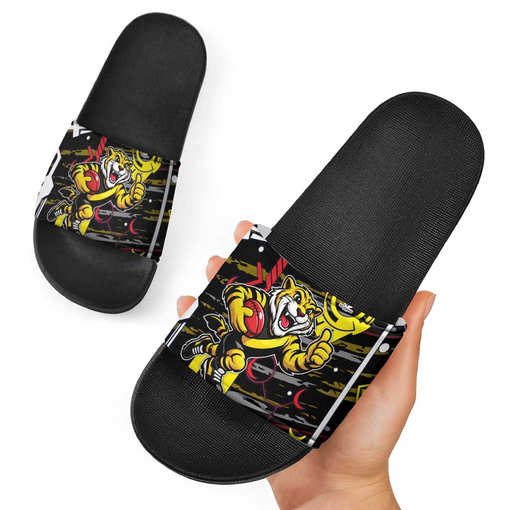 Richmond Tigers Slide Sandals Mascot Cartoon Football Illustration Style