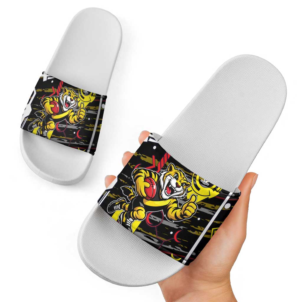 Richmond Tigers Slide Sandals Mascot Cartoon Football Illustration Style