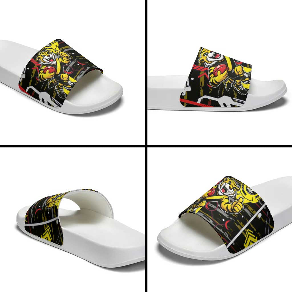 Richmond Tigers Slide Sandals Mascot Cartoon Football Illustration Style