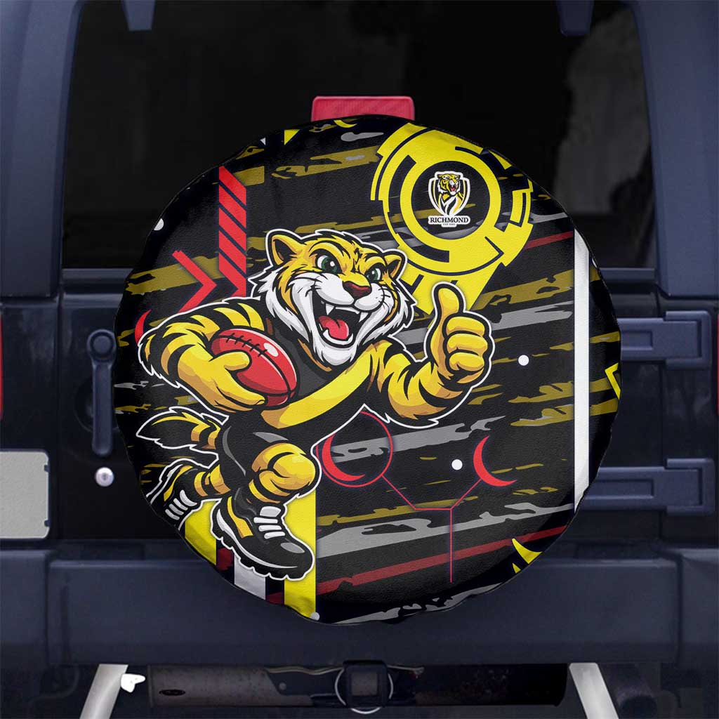 Richmond Tigers Spare Tire Cover Mascot Cartoon Football Illustration Style