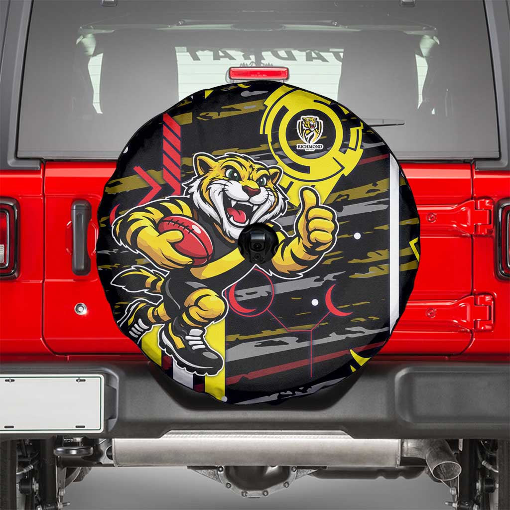 Richmond Tigers Spare Tire Cover Mascot Cartoon Football Illustration Style