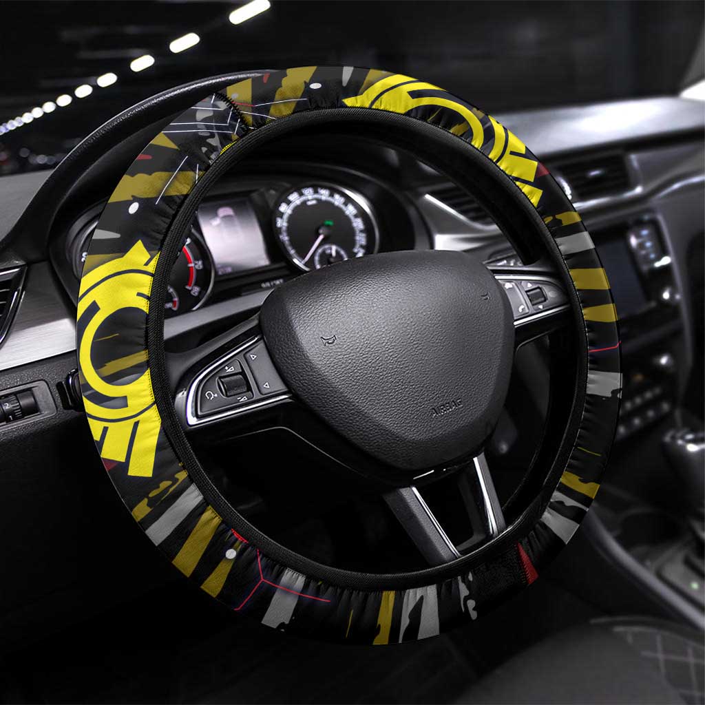 Richmond Tigers Steering Wheel Cover Mascot Cartoon Football Illustration Style