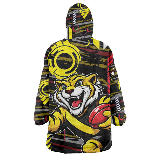 Richmond Tigers Wearable Blanket Hoodie Mascot Cartoon Football Illustration Style