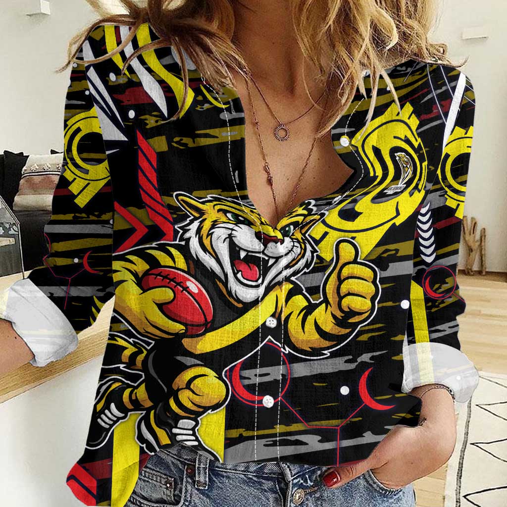 Richmond Tigers Women Casual Shirt Mascot Cartoon Football Illustration Style