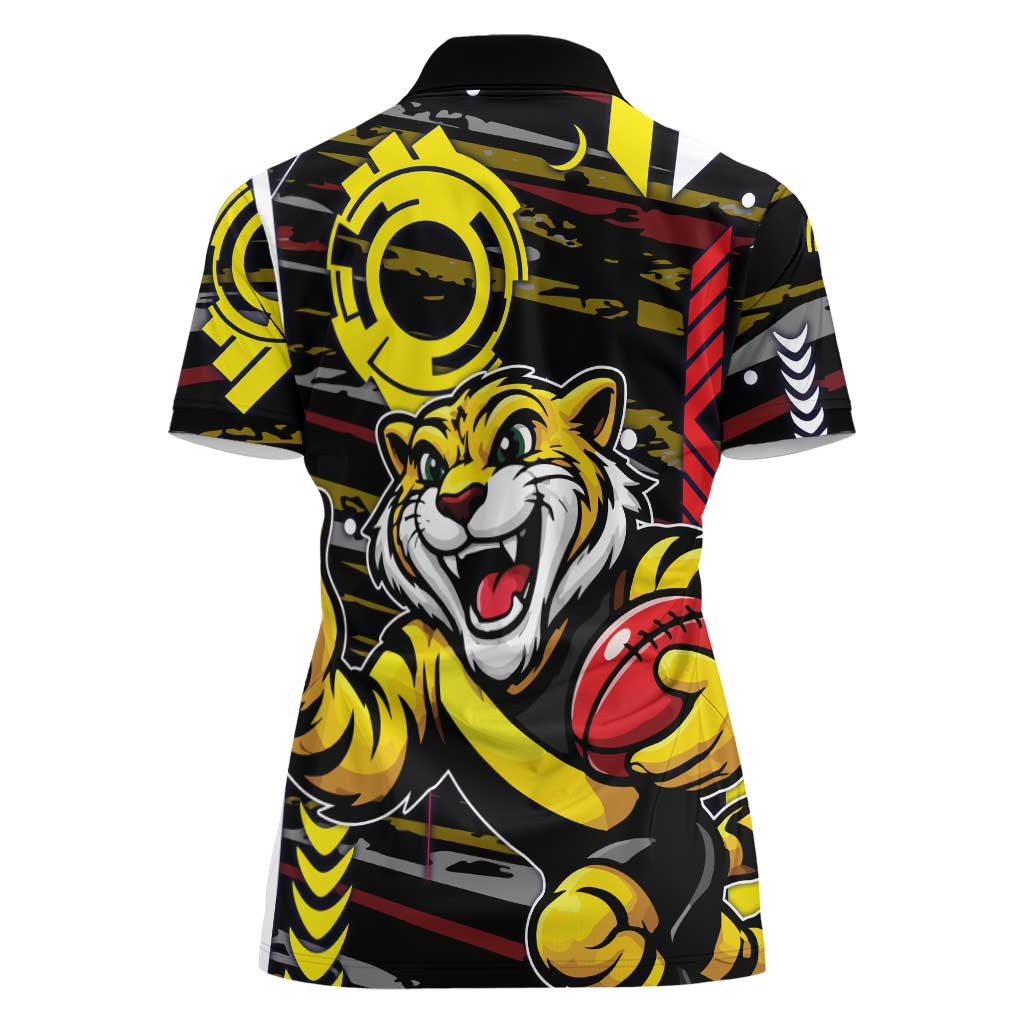 Richmond Tigers Women Polo Shirt Mascot Cartoon Football Illustration Style
