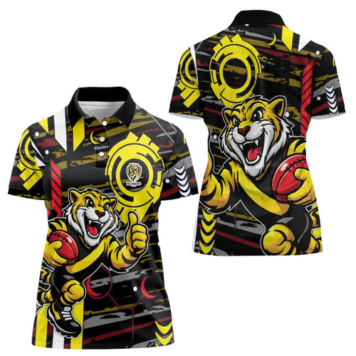 Richmond Tigers Women Polo Shirt Mascot Cartoon Football Illustration Style