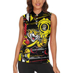 Richmond Tigers Women Sleeveless Polo Shirt Mascot Cartoon Football Illustration Style