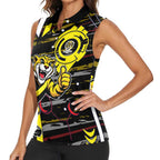 Richmond Tigers Women Sleeveless Polo Shirt Mascot Cartoon Football Illustration Style