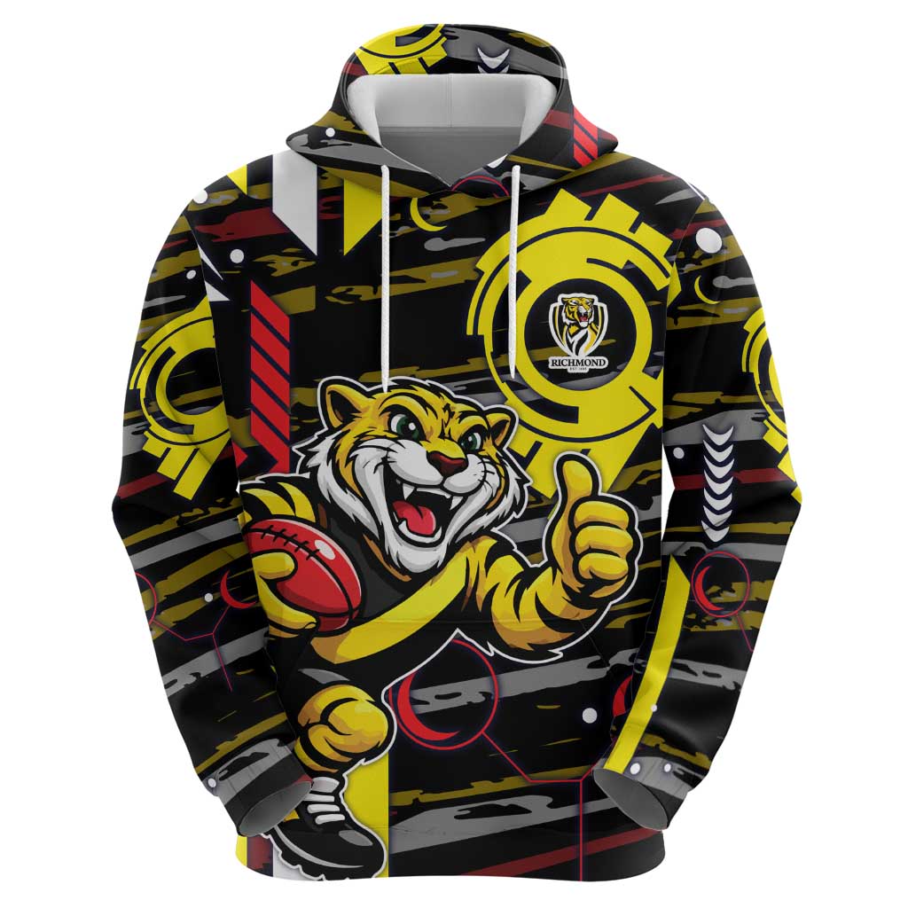 Richmond Tigers Zip Hoodie Mascot Cartoon Football Illustration Style
