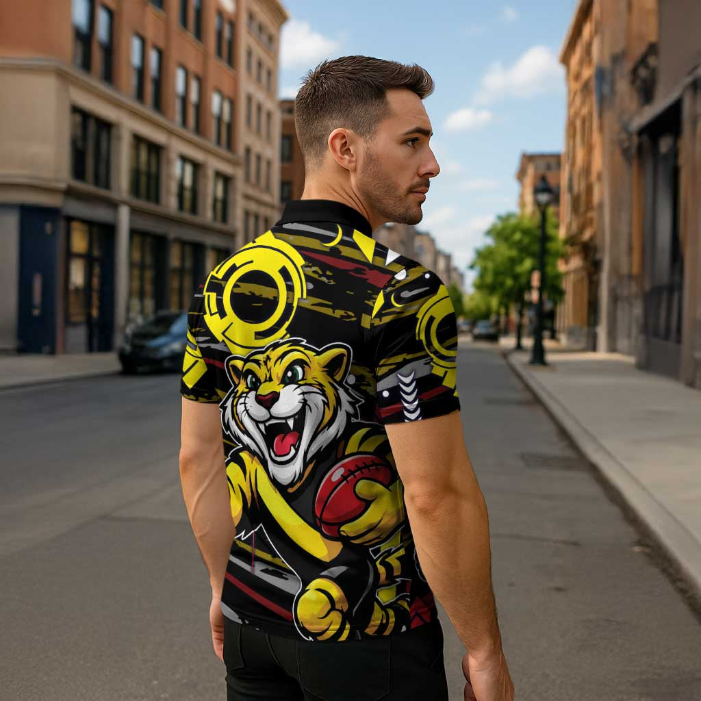 Richmond Tigers Zipper Polo Shirt Mascot Cartoon Football Illustration Style