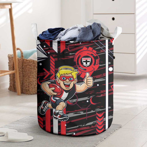 St Kilda Saints Laundry Basket Mascot Cartoon Football Illustration Style