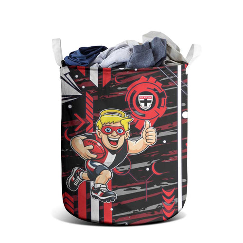 St Kilda Saints Laundry Basket Mascot Cartoon Football Illustration Style
