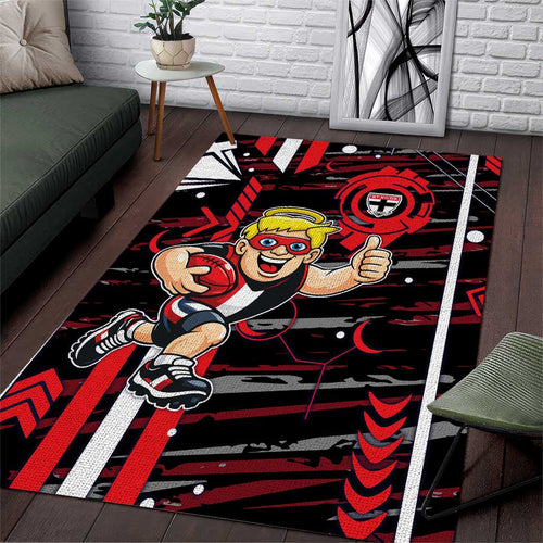 St Kilda Saints Area Rug Mascot Cartoon Football Illustration Style
