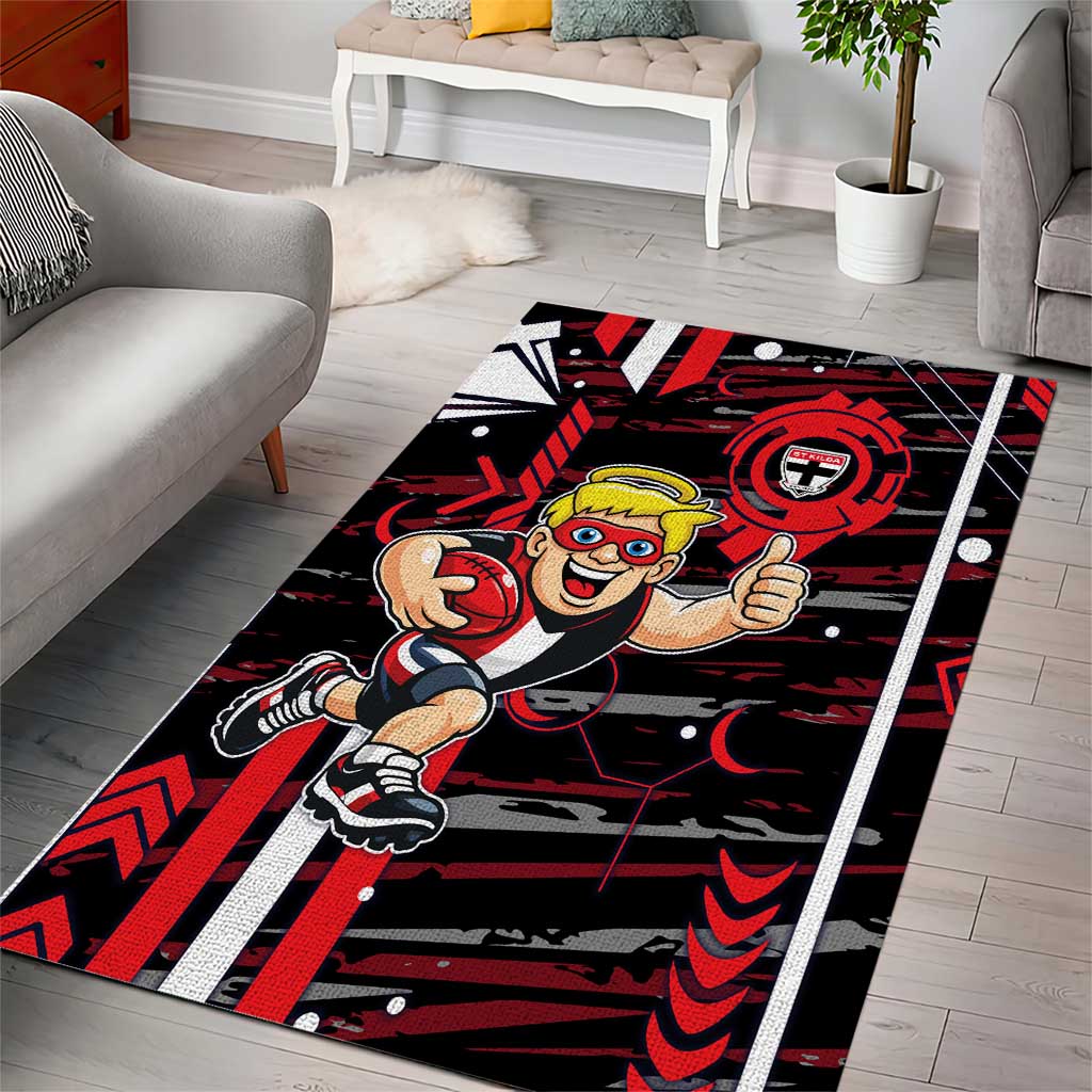 St Kilda Saints Area Rug Mascot Cartoon Football Illustration Style