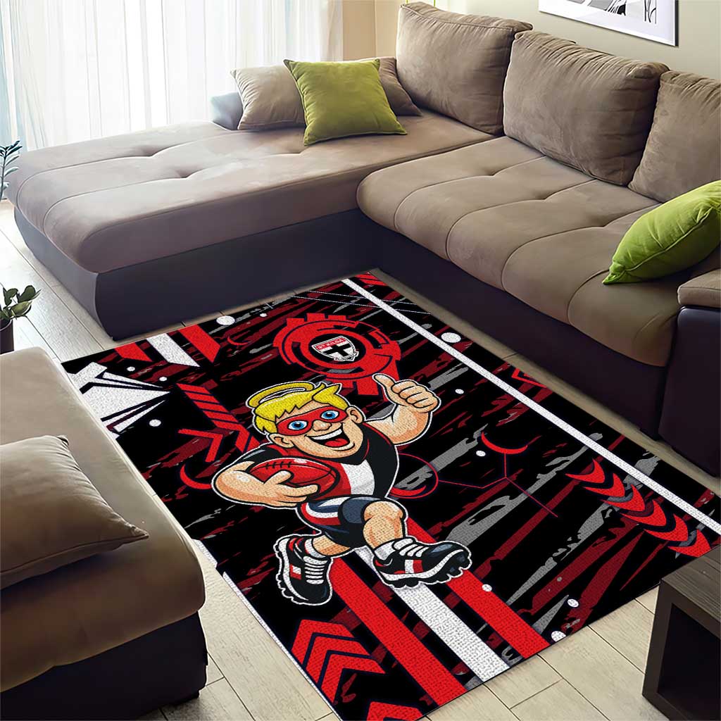 St Kilda Saints Area Rug Mascot Cartoon Football Illustration Style