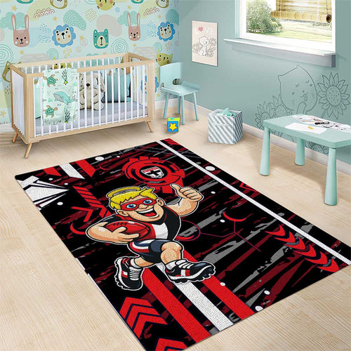 St Kilda Saints Area Rug Mascot Cartoon Football Illustration Style