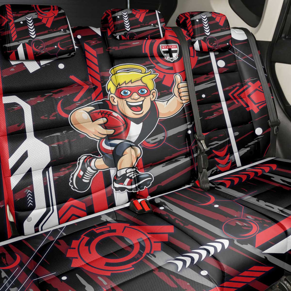 St Kilda Saints Back Car Seat Cover Mascot Cartoon Football Illustration Style