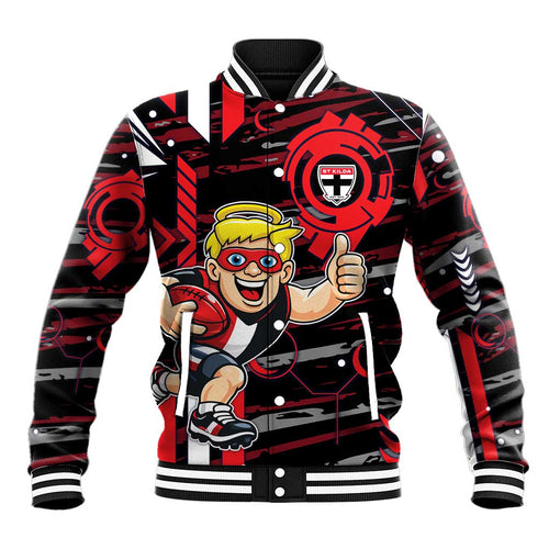 St Kilda Saints Baseball Jacket Mascot Cartoon Football Illustration Style