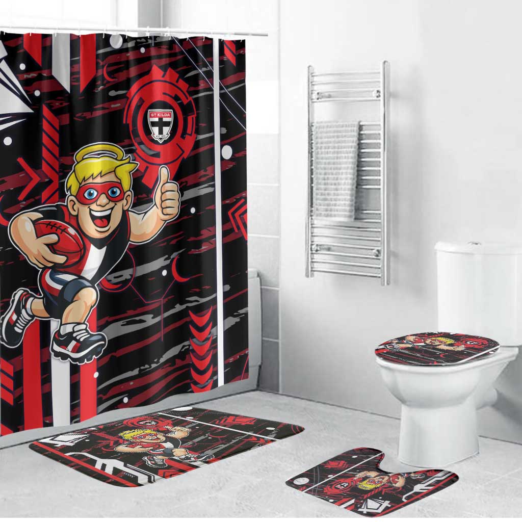St Kilda Saints Bathroom Set Mascot Cartoon Football Illustration Style