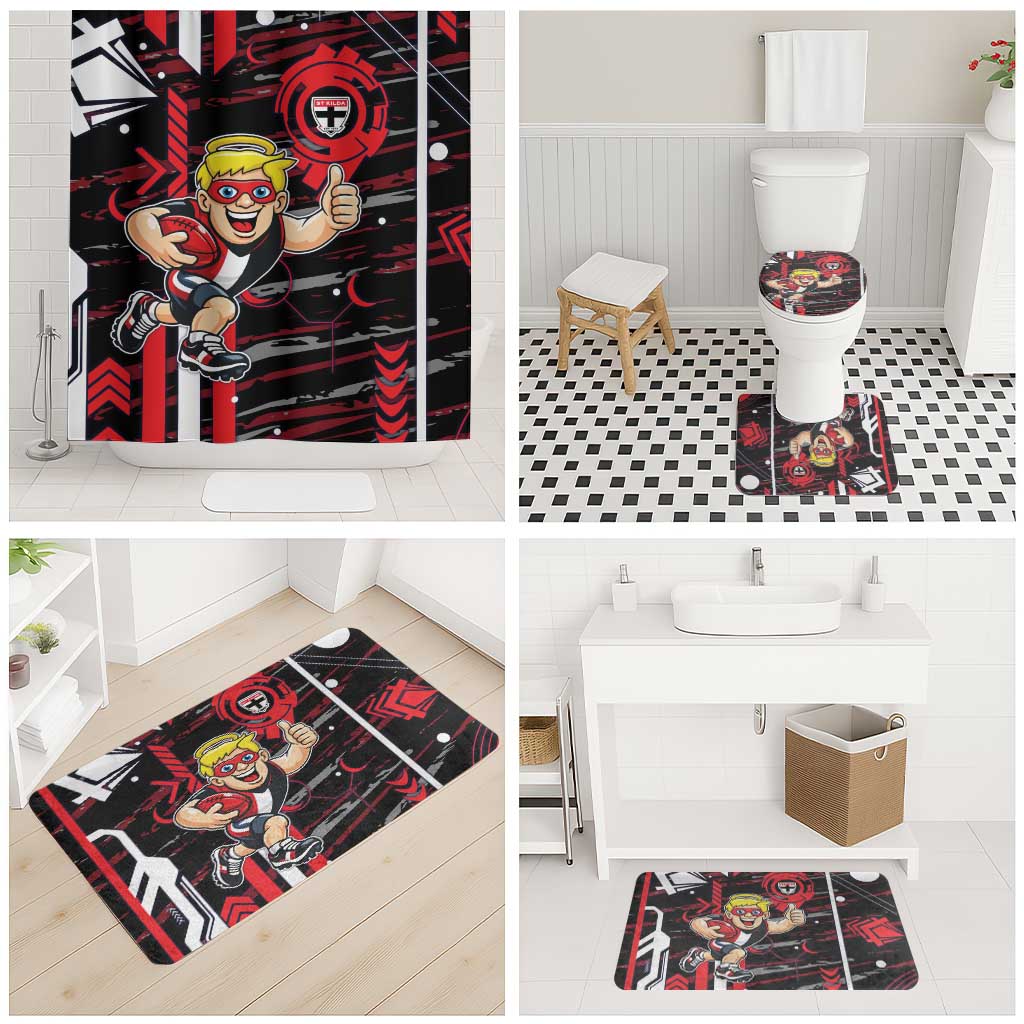St Kilda Saints Bathroom Set Mascot Cartoon Football Illustration Style