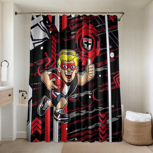 St Kilda Saints Bathroom Set Mascot Cartoon Football Illustration Style
