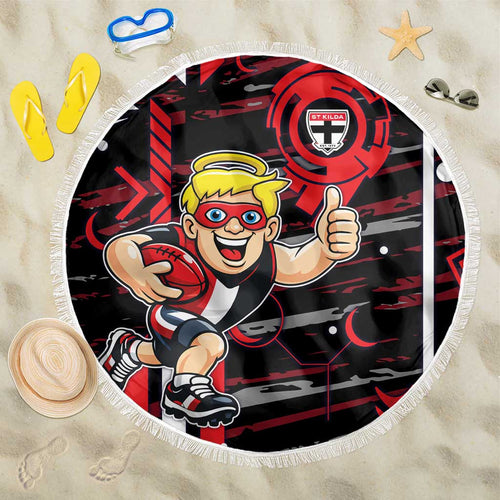 St Kilda Saints Beach Blanket Mascot Cartoon Football Illustration Style