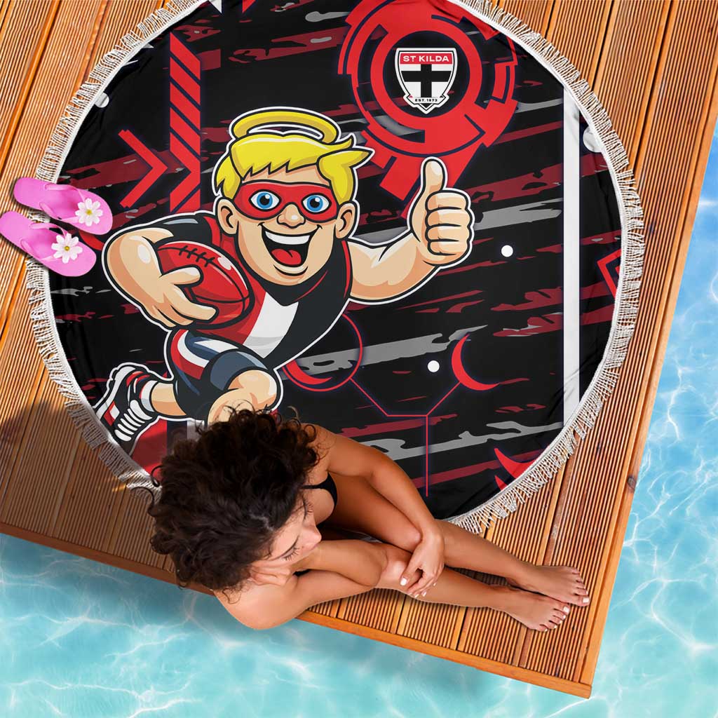 St Kilda Saints Beach Blanket Mascot Cartoon Football Illustration Style