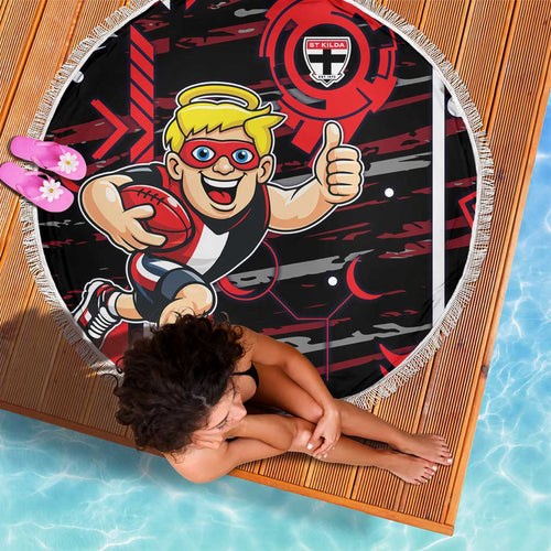 St Kilda Saints Beach Blanket Mascot Cartoon Football Illustration Style