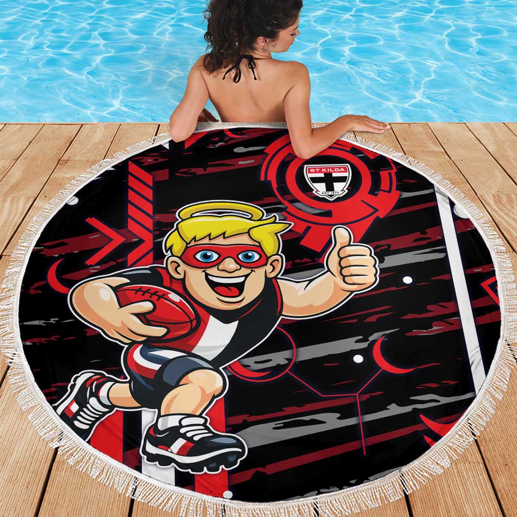 St Kilda Saints Beach Blanket Mascot Cartoon Football Illustration Style